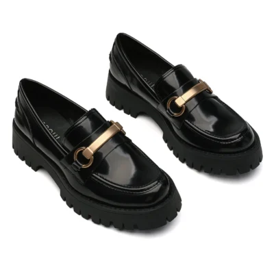 R388- Mocassins semelle crantée - noir - 41