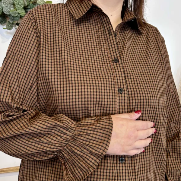 K938 - Chemise Vichy (T40-T48) - marron - 48