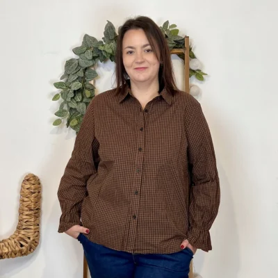 K938 - Chemise Vichy (T40-T48) - marron - 48