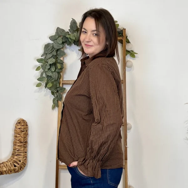 K938 - Chemise Vichy (T40-T48) - marron - 48