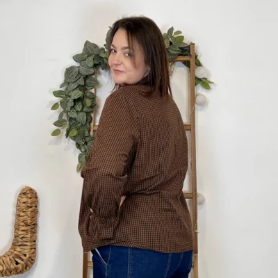 K938 - Chemise Vichy (T40-T48) - marron - 48