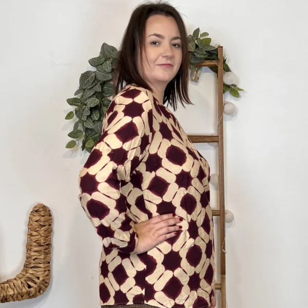 J964 - Blouse carrés (T40-T48) - bordeaux - 52