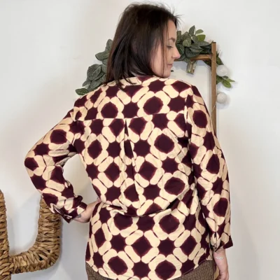 J964 - Blouse carrés (T40-T48) - bordeaux - 52