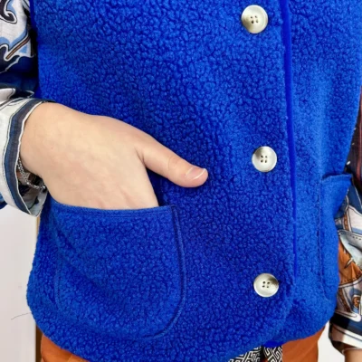 I884- Gilet sans manche moutonné (T36-T40) - bleu-royal - 38