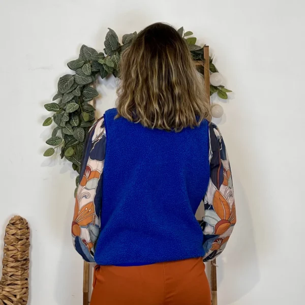 I884- Gilet sans manche moutonné (T36-T40) - bleu-royal - 38