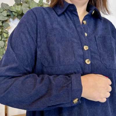 J888- Robe Velours "Maëlle" (T40-T48) - marine - 48