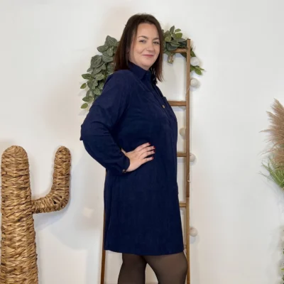 J888- Robe Velours "Maëlle" (T40-T48) - marine - 48