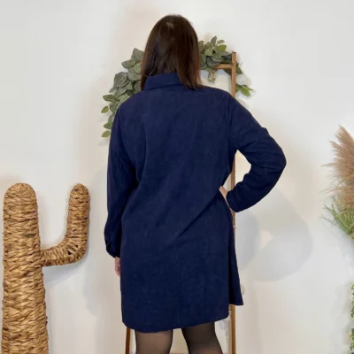 J888- Robe Velours "Maëlle" (T40-T48) - marine - 48
