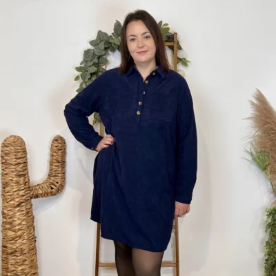 J888- Robe Velours "Maëlle" (T40-T48) - marine - 48