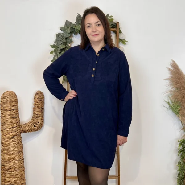 J888- Robe Velours "Maëlle" (T40-T48) - marine - 48