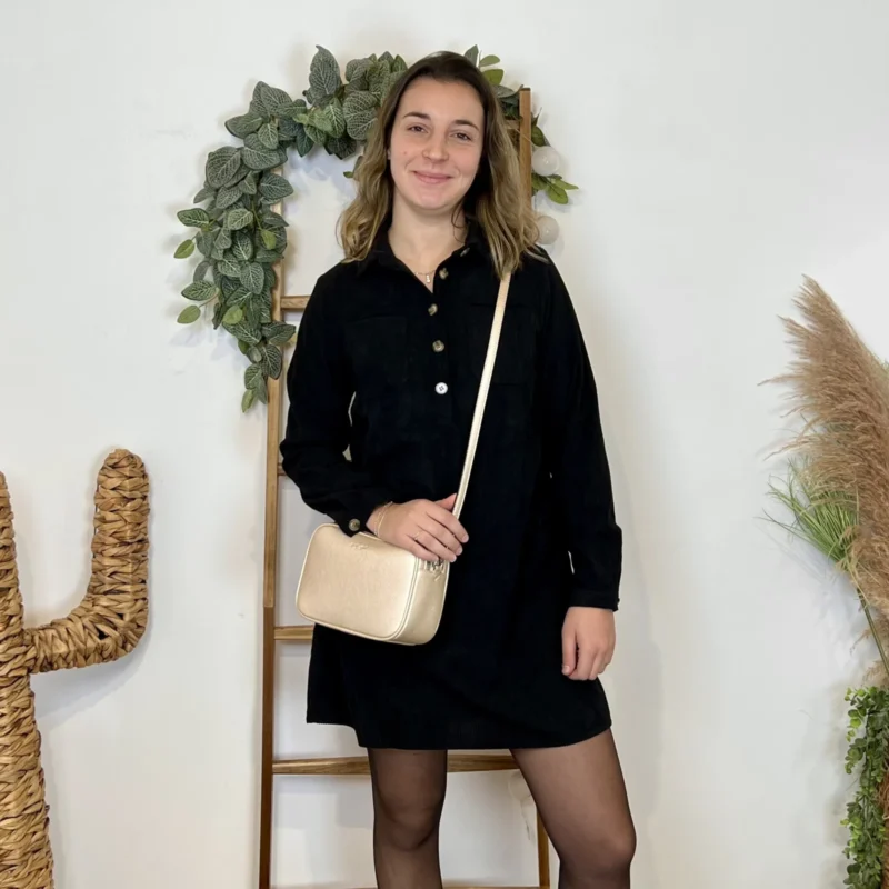 Robe courte en velours côtelé MAËLLE - noir - 38