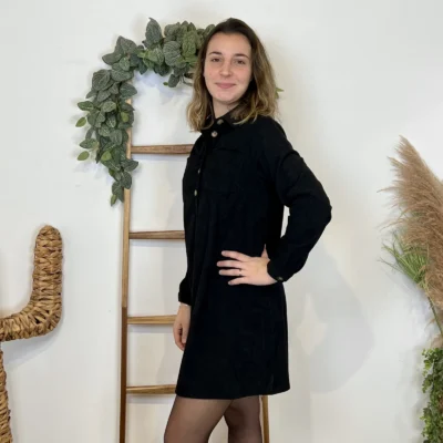 I901 - Robe en velours (T36-42) - noir - 38