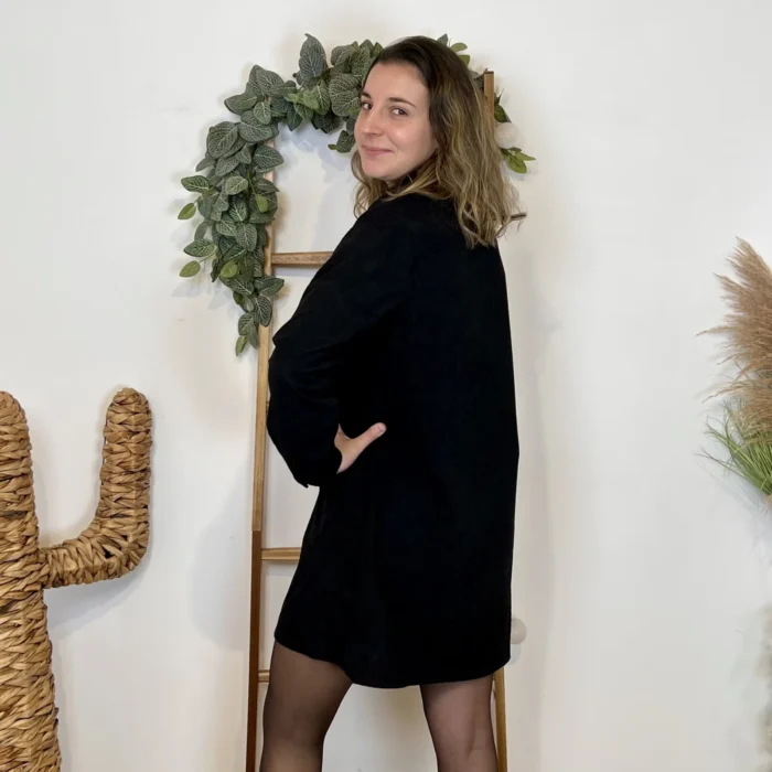 I901 - Robe en velours (T36-42) - noir - 38