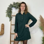 I901 - Robe en velours (T36-42) - vert-sapin - 38