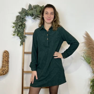 I901 - Robe en velours (T36-42) - vert-sapin - 38