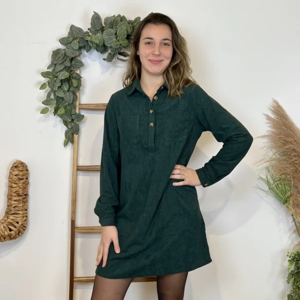 I901 - Robe en velours (T36-42) - vert-sapin - 38