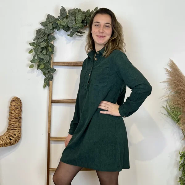 I901 - Robe en velours (T36-42) - vert-sapin - 38