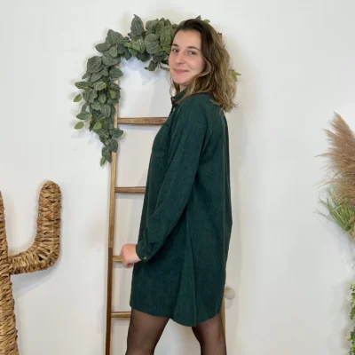 I901 - Robe en velours (T36-42) - vert-sapin - 38
