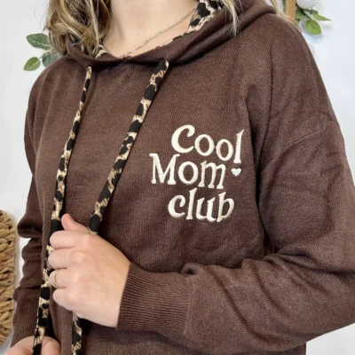 I886 - Pull "Cool Mom Club" (TU) - marron - taille-unique-grande-taille