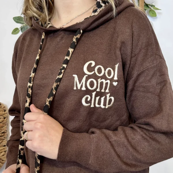 I886 - Pull "Cool Mom Club" (TU) - marron - taille-unique-grande-taille