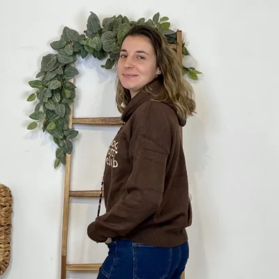 I886 - Pull "Cool Mom Club" (TU) - marron - taille-unique-grande-taille