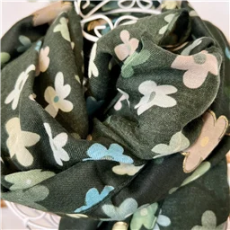 Y485 - Foulard imprimé fleurs - vert-sapin - sans-taille