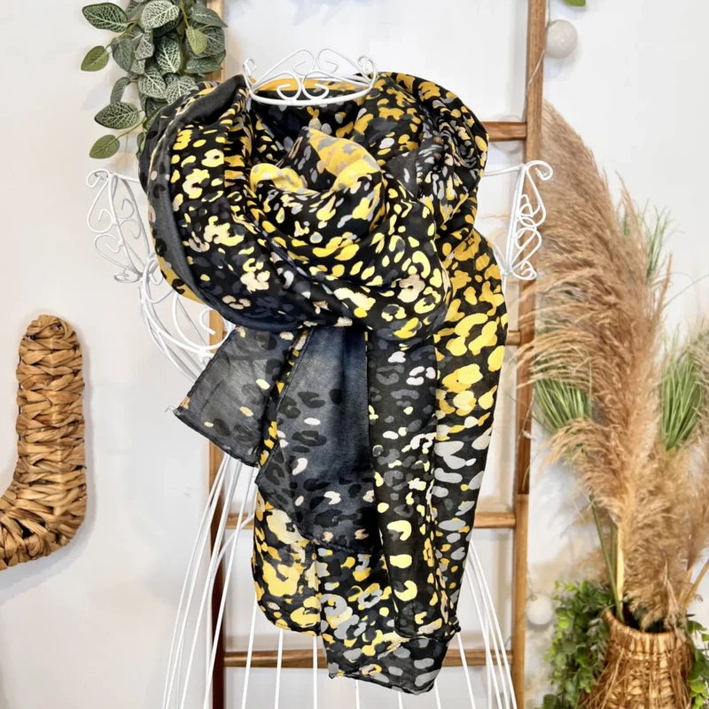 Y470 - Foulard léopard - noir - sans-taille