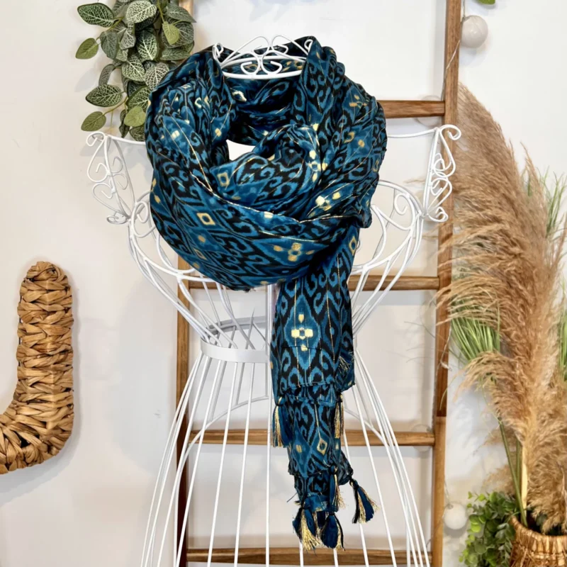 Y465 - Foulard losanges - bleu-canard - sans-taille