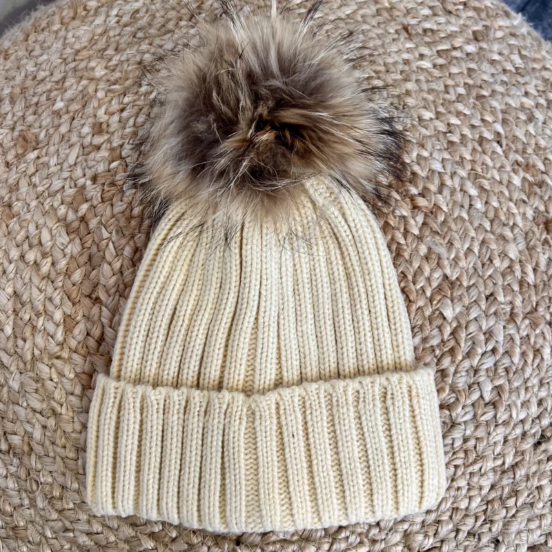 X900 - Bonnet pompon - beige - sans-taille