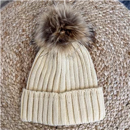 X900 - Bonnet pompon - beige - sans-taille