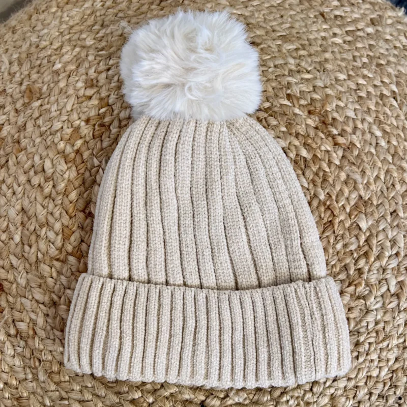 X895 - Bonnet fourré - beige - sans-taille