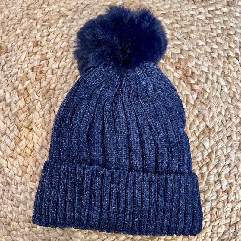 X895 - Bonnet fourré - marine - sans-taille