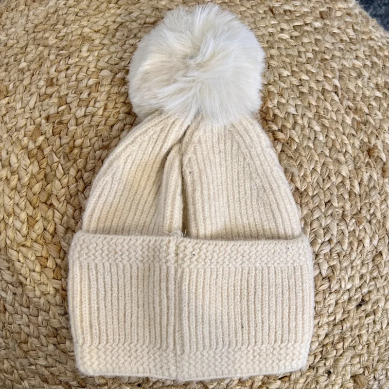 X885 - Bonnet fils brillants - beige - sans-taille
