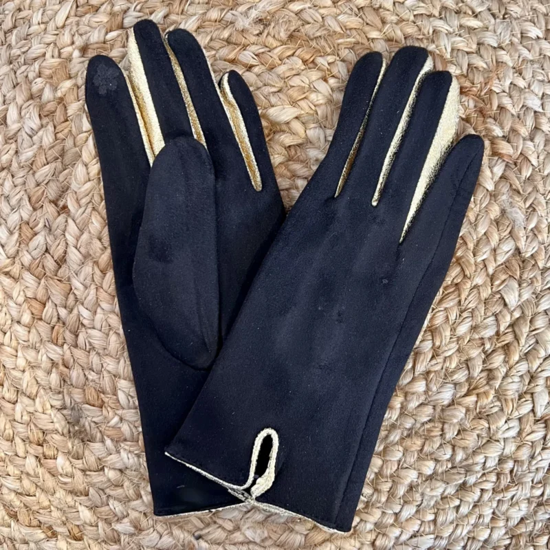 W875 - Gants en suédine - noir-dore - sans-taille