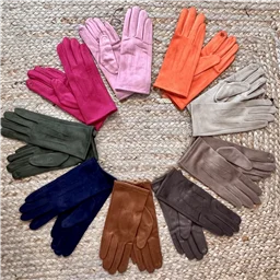 W865 - Gants unis en suédine - taupe - sans-taille