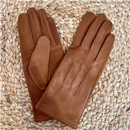 W865 - Gants unis en suédine - camel - sans-taille