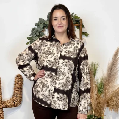 K942- Chemise bandana (T40-T48) - marron - 48