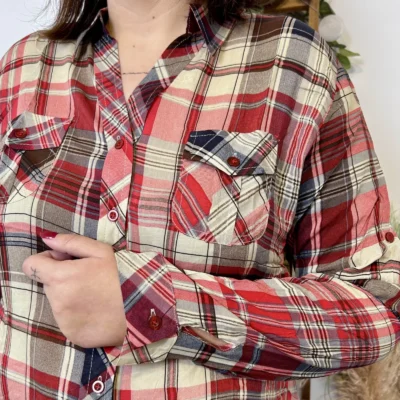 J988 - Chemise à carreaux "Christy" (T44-T52) - rouge - 52