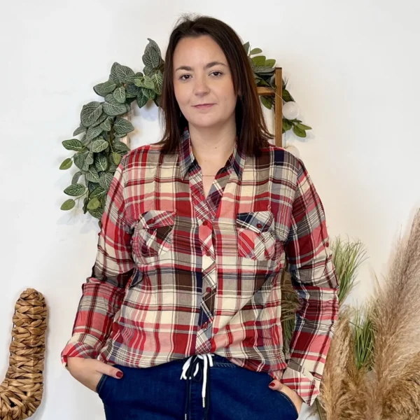 J988 - Chemise à carreaux "Christy" (T44-T52) - rouge - 52