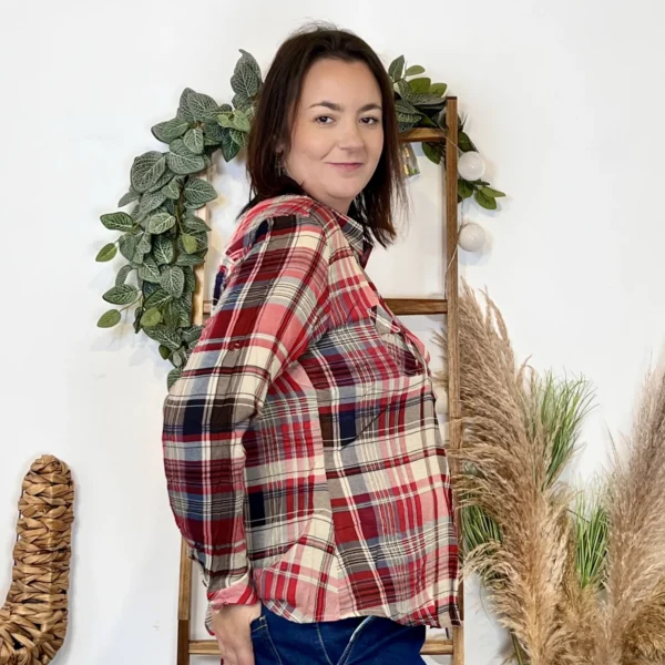 J988 - Chemise à carreaux "Christy" (T44-T52) - rouge - 52