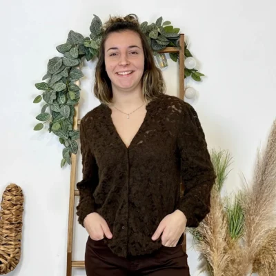 J870 - Chemisier dentelle (T36-T40) - marron - 40