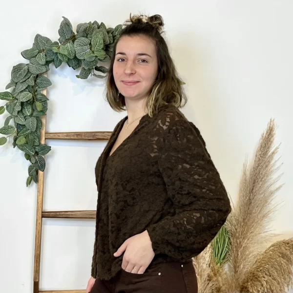 J870 - Chemisier dentelle (T36-T40) - marron - 40