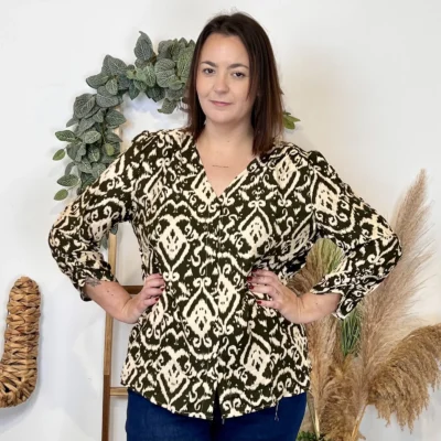 J875 - Chemisier baroque (T44-T52) - kaki - 52