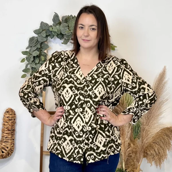 J875 - Chemisier baroque (T44-T52) - kaki - 52