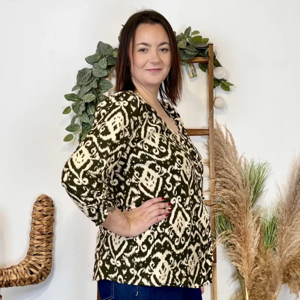 J875 - Chemisier baroque (T44-T52) - kaki - 52