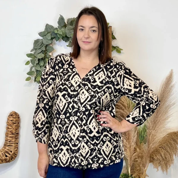 J875 - Chemisier baroque (T44-T52) - noir - 52