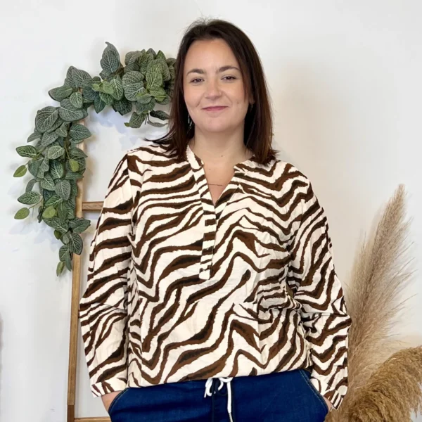 K970 - Blouse zèbre (T44-T52) - camel - 52