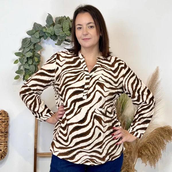 K970 - Blouse zèbre (T44-T52) - camel - 52