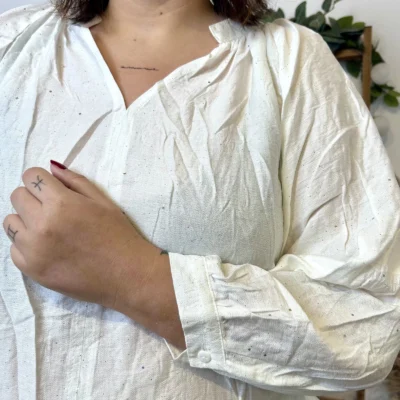 J958 - Blouse pailletée col V (T44-T52) - blanc - 52