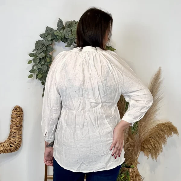 J958 - Blouse pailletée col V (T44-T52) - blanc - 52